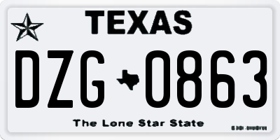 TX license plate DZG0863