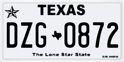 TX license plate DZG0872