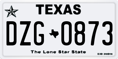 TX license plate DZG0873