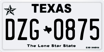 TX license plate DZG0875