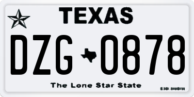 TX license plate DZG0878