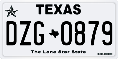 TX license plate DZG0879