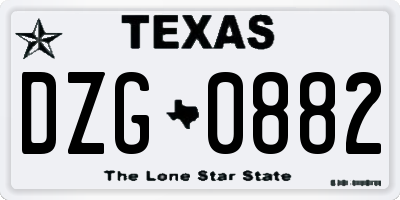 TX license plate DZG0882