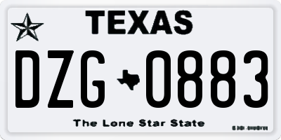 TX license plate DZG0883