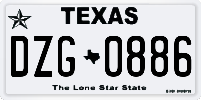 TX license plate DZG0886