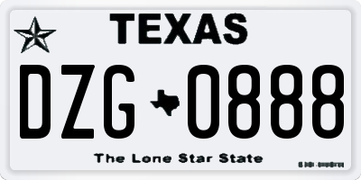 TX license plate DZG0888