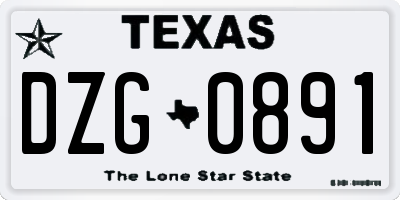 TX license plate DZG0891