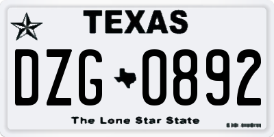 TX license plate DZG0892