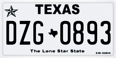 TX license plate DZG0893