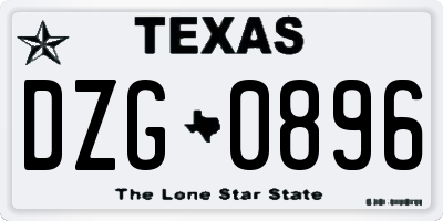 TX license plate DZG0896