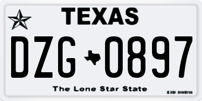 TX license plate DZG0897