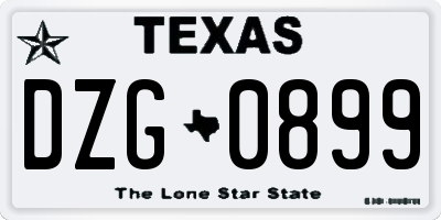 TX license plate DZG0899