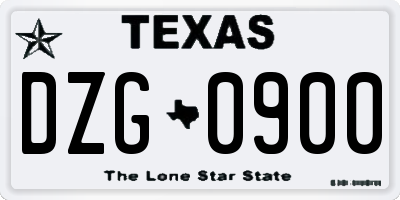 TX license plate DZG0900