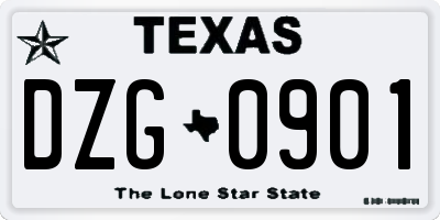 TX license plate DZG0901