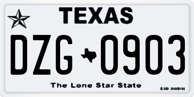 TX license plate DZG0903