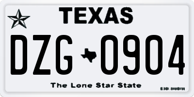 TX license plate DZG0904
