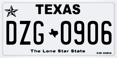 TX license plate DZG0906