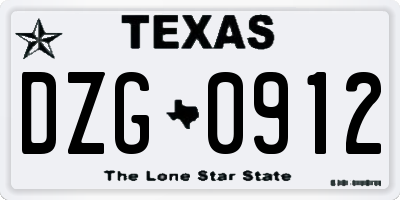 TX license plate DZG0912