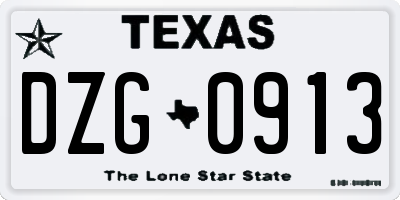TX license plate DZG0913