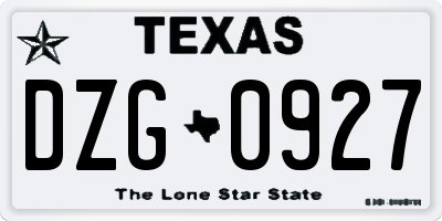 TX license plate DZG0927