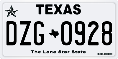 TX license plate DZG0928