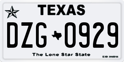 TX license plate DZG0929