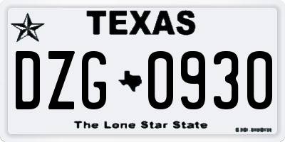 TX license plate DZG0930