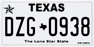 TX license plate DZG0938