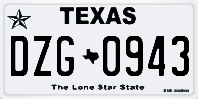 TX license plate DZG0943