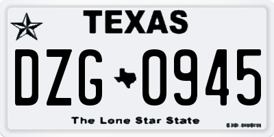 TX license plate DZG0945