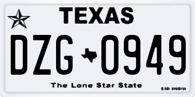 TX license plate DZG0949