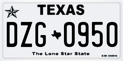 TX license plate DZG0950