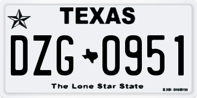 TX license plate DZG0951