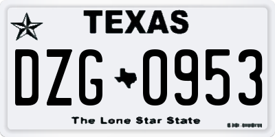 TX license plate DZG0953