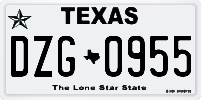 TX license plate DZG0955