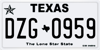 TX license plate DZG0959