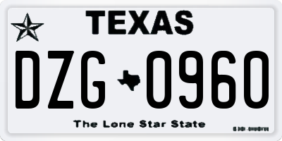 TX license plate DZG0960