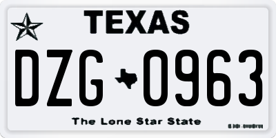 TX license plate DZG0963