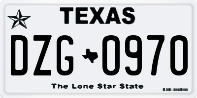 TX license plate DZG0970