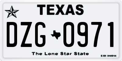 TX license plate DZG0971