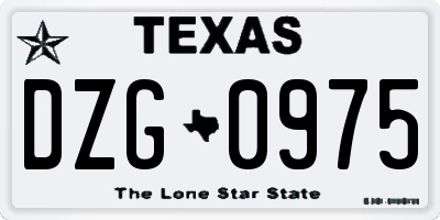 TX license plate DZG0975