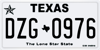TX license plate DZG0976