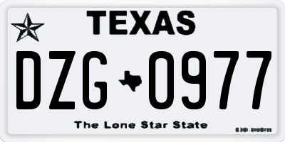 TX license plate DZG0977