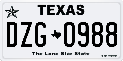 TX license plate DZG0988
