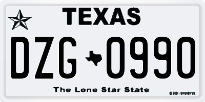 TX license plate DZG0990