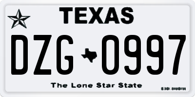 TX license plate DZG0997