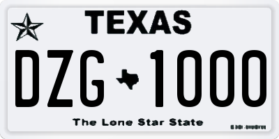 TX license plate DZG1000