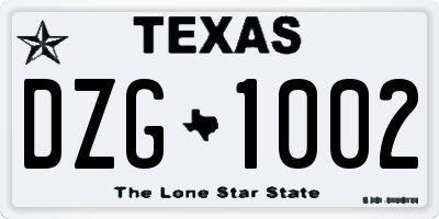 TX license plate DZG1002