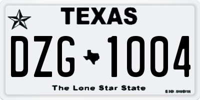 TX license plate DZG1004