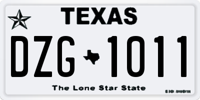 TX license plate DZG1011